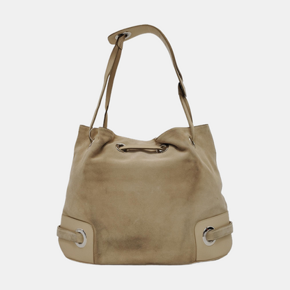 BALLY Tote bag Beige Suede Single Shoulder Tote Bag Silver Hardware-(SKU)-952425737