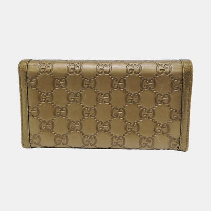 GUCCI Yellow-Green Calfskin Monogram Embossed Wallet Golden hardware-(SKU)-949959862