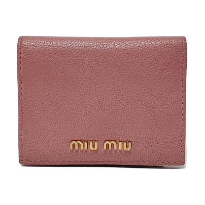 Miu Miu Nude Pink Leather Card Case Golden hardware-(SKU)-952226912