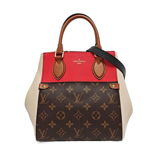 LOUIS VUITTON FOLD Small Brown Coated Canvas Vintage Shoulder Bag Tote Bag Crossbody Bag Gold Hardware Removable Strap-(SKU)-952288780