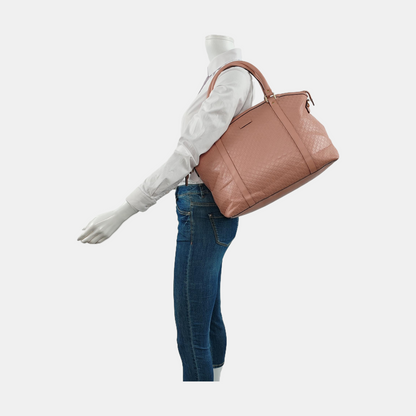 GUCCI Microguccissima Pink Calfskin Monogram Embossed Single Shoulder Tote Bag Crossbody Handbag Golden hardware-(SKU)-952396847