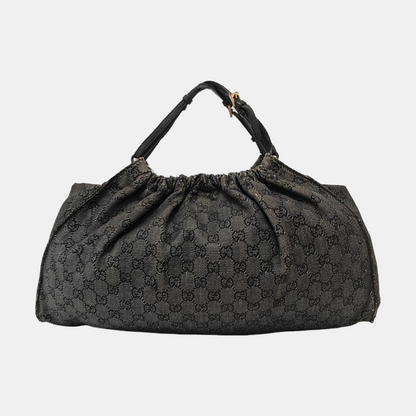 GUCCI Tote bag Dark Gray Canvas Monogrammed Handbag Golden hardware-(SKU)-948514581