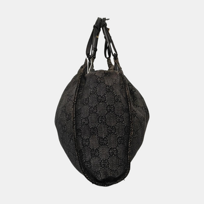 GUCCI Tote bag Dark Gray Canvas Monogrammed Handbag Golden hardware-(SKU)-948514581