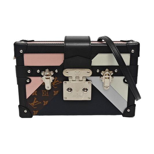LOUIS VUITTON PETITE MALLE Multicolor Leather Monogram Crossbody Bag Single Shoulder Bag with Silver Hardware Removable Strap-(SKU)-952551209