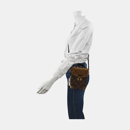 LOUIS VUITTON CAMERA BOX Brown Coated Canvas Monogram Shoulder Bag with Gold Hardware, Detachable Strap-(SKU)-952720692