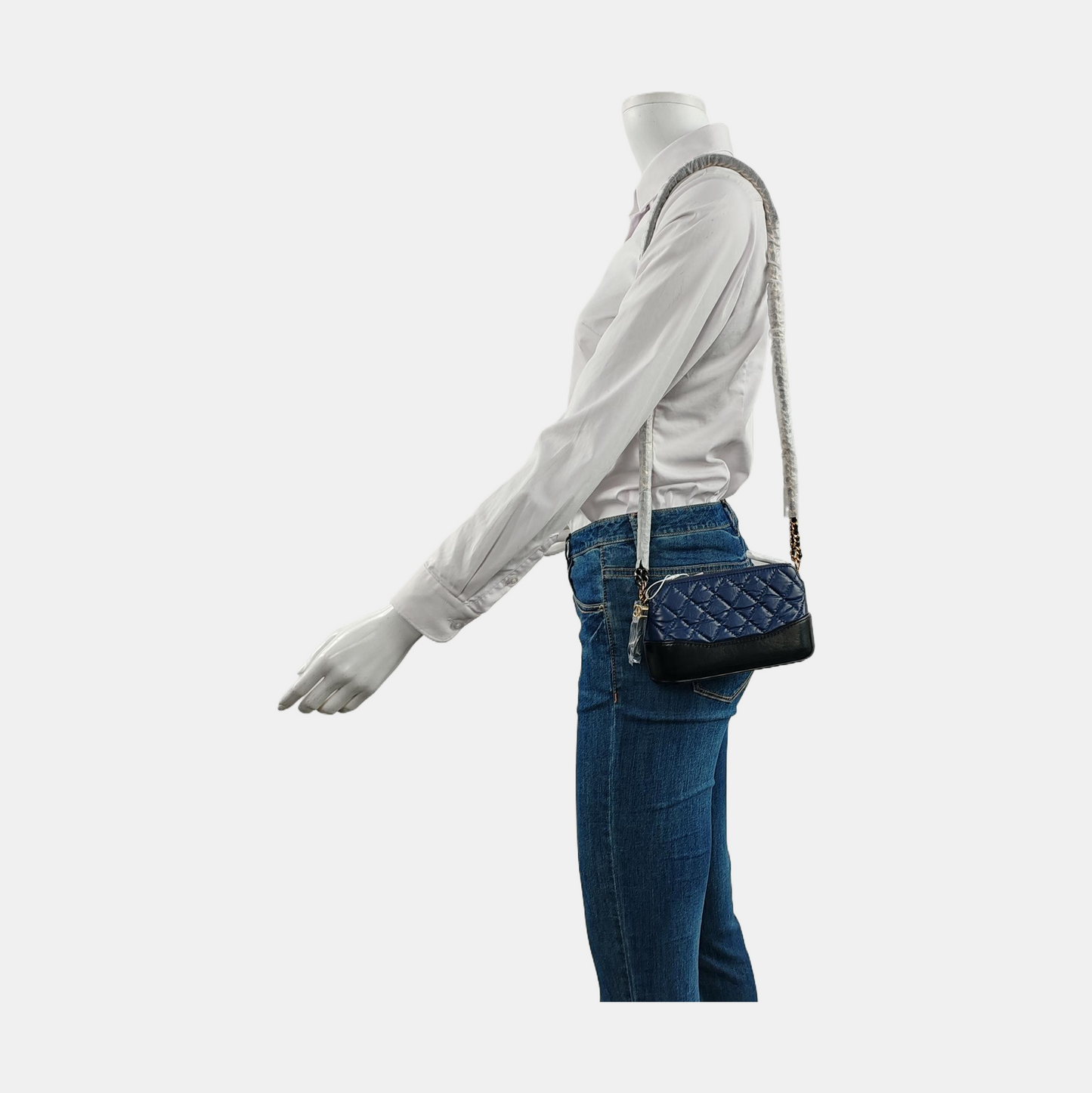 CHANEL GABRIELLE Mini Blue Calfskin Quilted Pattern Gabby Bag Crossbody Shoulder Bag Sling Bag Gold Silver Ruthenium Hardware 25 Clasp Removable Strap-(SKU)-952635545