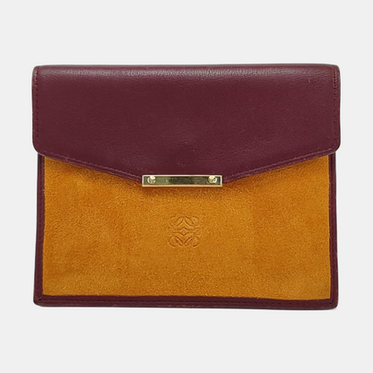 LOEWE Brown Suede Leather Wallet Golden hardware-(SKU)-952660066