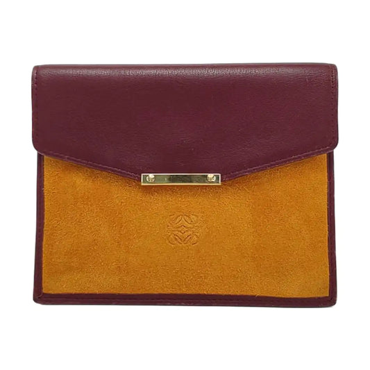 LOEWE Brown Suede Leather Wallet Golden hardware-(SKU)-952660066