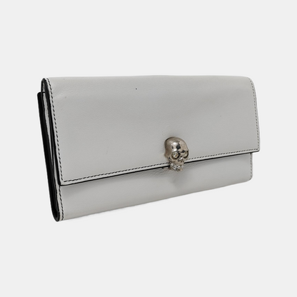 Alexander McQUEEN White Cowhide Wallet Silver Hardware-(SKU)-952748431