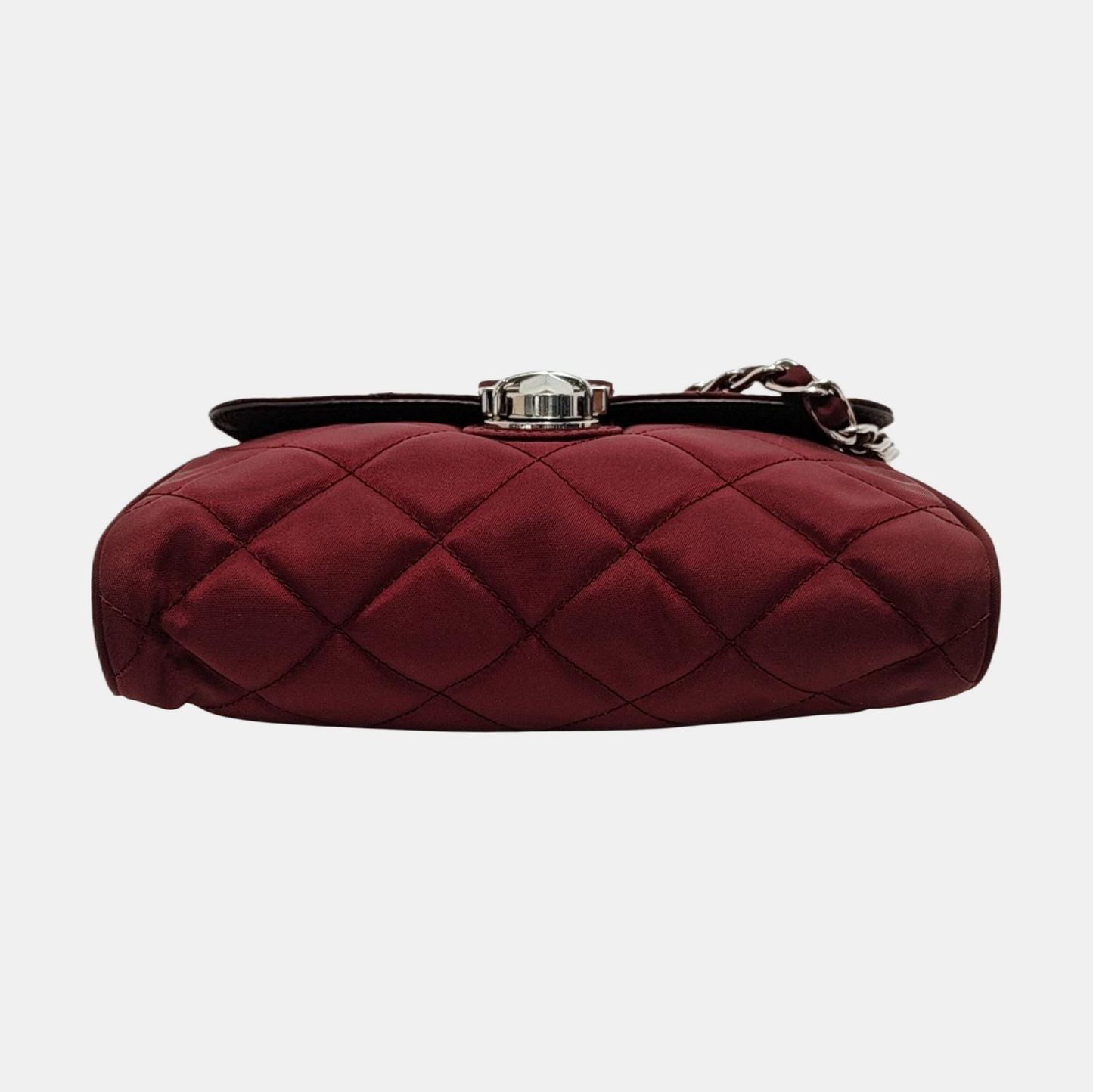 PRADA Burgundy Fabric Quilted Single Shoulder Bag Crossbody Bag Silver Hardware Removable shoulder strap-(SKU)-952724345