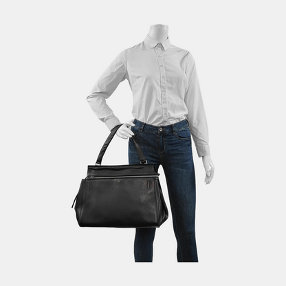 CELINE EDGE Black cowhide tote bag Silver Hardware-(SKU)-952921154