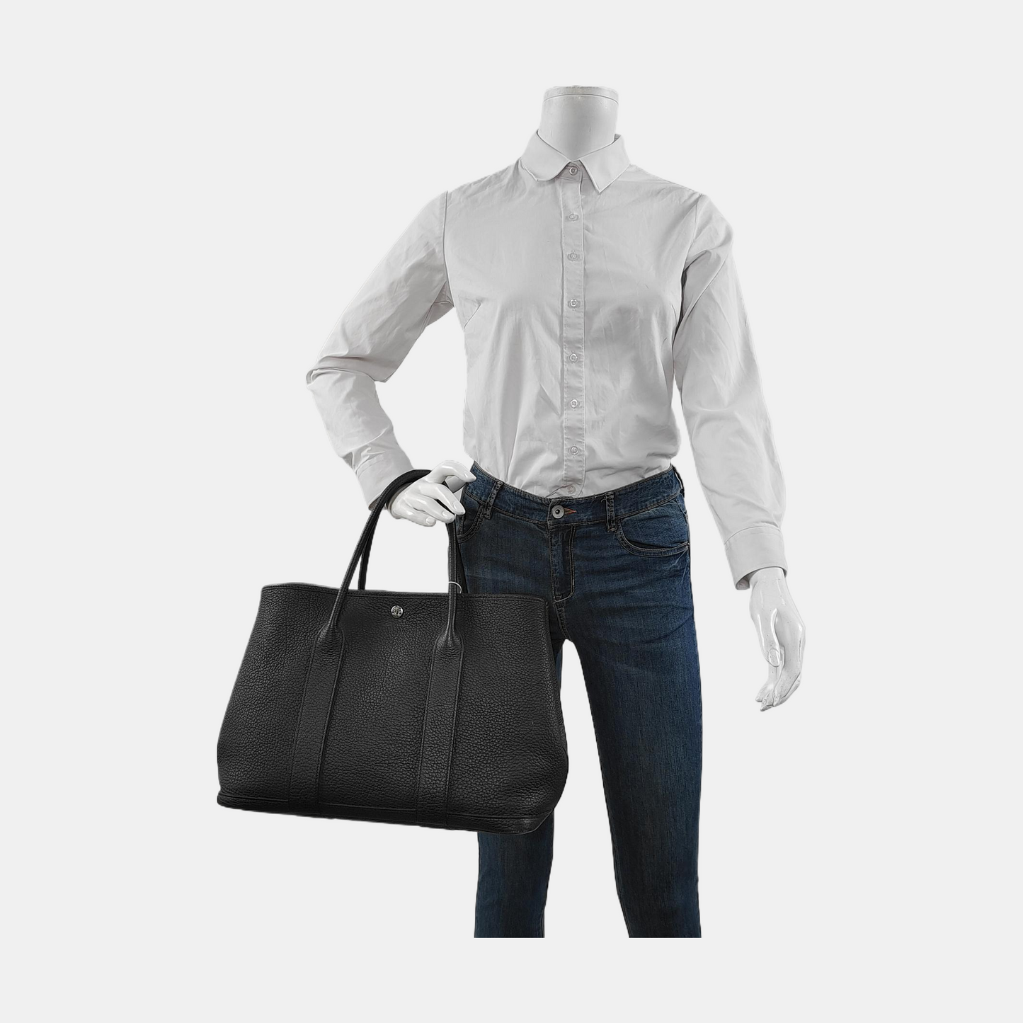 HERMÈS Garden Party 36 Black Negonda Calfskin Garden Bag Handbag Silver Hardware D-(SKU)-951701522