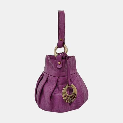 FENDI 紫色牛皮双FHandheld包Shoulder Bag Golden hardware-(SKU)-952659063