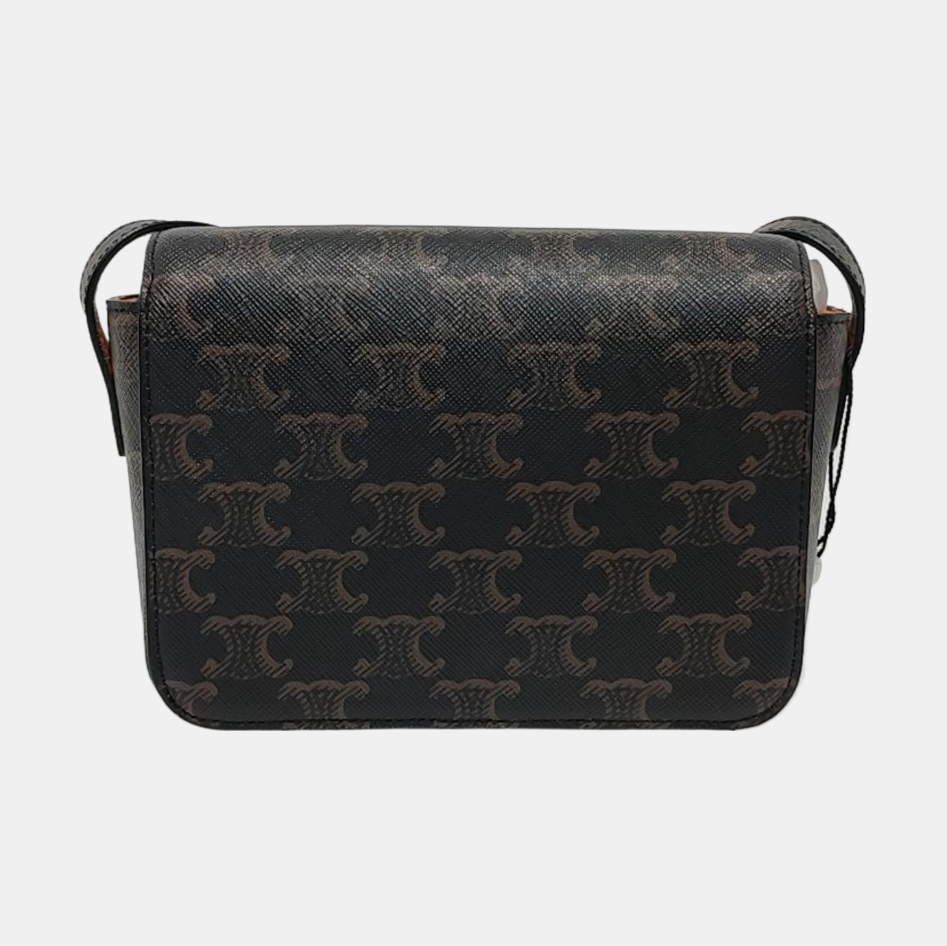 CELINE TRIOMPHE Nano Brown Coated Canvas Triumph Monogram Crossbody Bag, Shoulder Bag with Gold Hardware-(SKU)-952939919