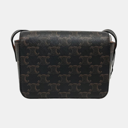 CELINE TRIOMPHE Nano Brown Coated Canvas Triumph Monogram Crossbody Bag, Shoulder Bag with Gold Hardware-(SKU)-952939919