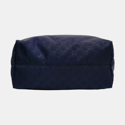 GUCCI Tote bag Dark Blue Nylon Monogram Pattern Handbag Single Shoulder Bag Golden hardware-(SKU)-952740386