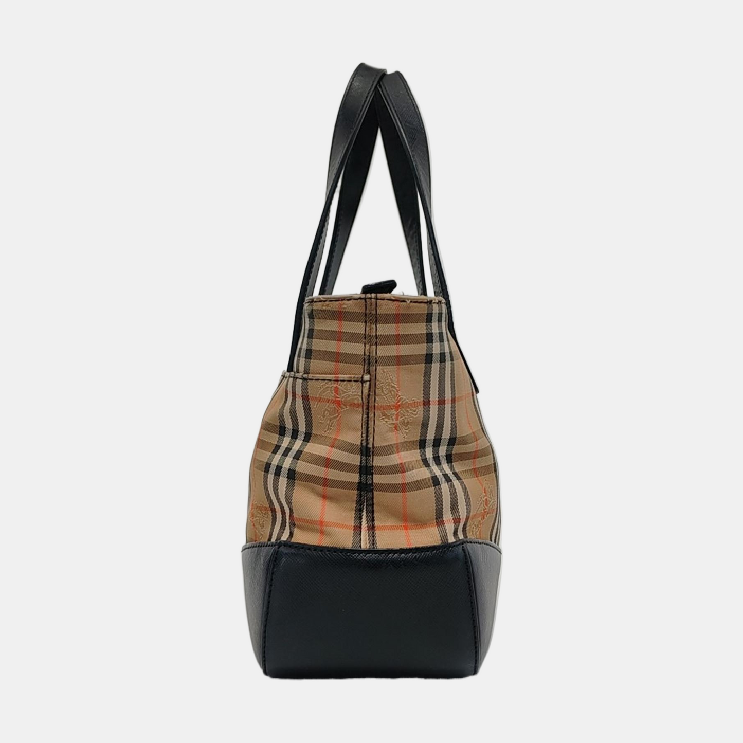 BURBERRY HaymarketBrown Canvas Warhorse Plaid Tote Bag-(SKU)-952477003