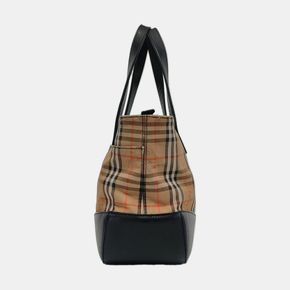 BURBERRY HaymarketBrown Canvas Warhorse Plaid Tote Bag-(SKU)-952477003