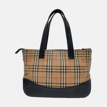 BURBERRY HaymarketBrown Canvas Warhorse Plaid Tote Bag-(SKU)-952477003