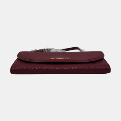 BURBERRY Henley Burgundy Cowhide Embossed Crossbody Shoulder Bag Golden hardware Removable shoulder strap-(SKU)-952775752