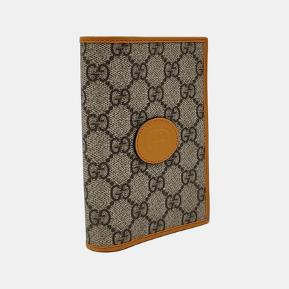 GUCCI Khaki Coated Canvas Monogrammed Card Case Silver Hardware-(SKU)-953011322