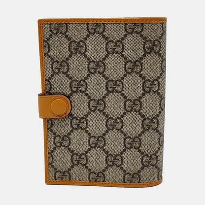 GUCCI Khaki Coated Canvas Monogrammed Card Case Silver Hardware-(SKU)-953011322