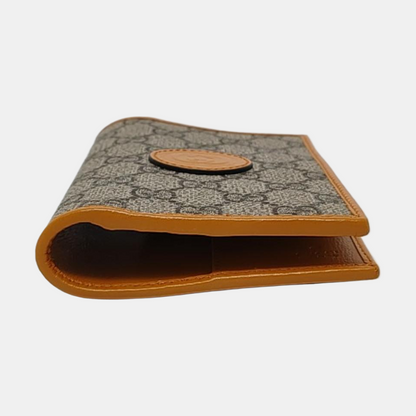 GUCCI Khaki Coated Canvas Monogrammed Card Case Silver Hardware-(SKU)-953011322