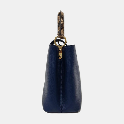 LOUIS VUITTON CAPUCINES Medium Deep Blue Leather Shoulder Bag Gold Hardware Removable Strap-(SKU)-952835158