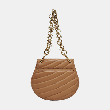 Chloé Drew Small size Brown Leather Quilted Single Shoulder Crossbody Handbag Silver Hardware Removable shoulder strap-(SKU)-953009376