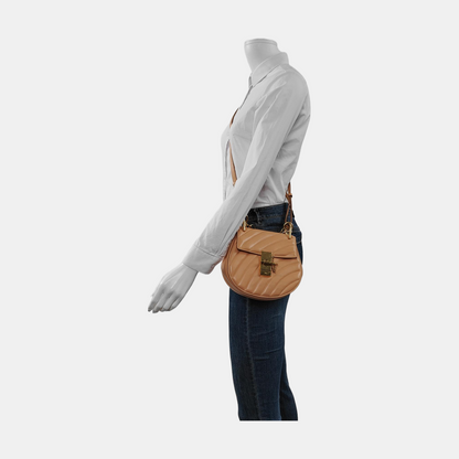 Chloé Drew Small size Brown Leather Quilted Single Shoulder Crossbody Handbag Silver Hardware Removable shoulder strap-(SKU)-953009376