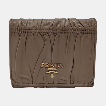 PRADA Diagramme Taupe Cowhide Wallet Golden hardware-(SKU)-953038830