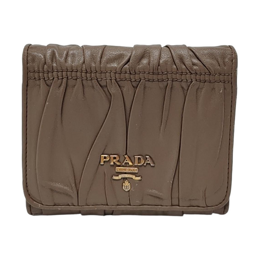 PRADA Diagramme Taupe Cowhide Wallet Golden hardware-(SKU)-953038830