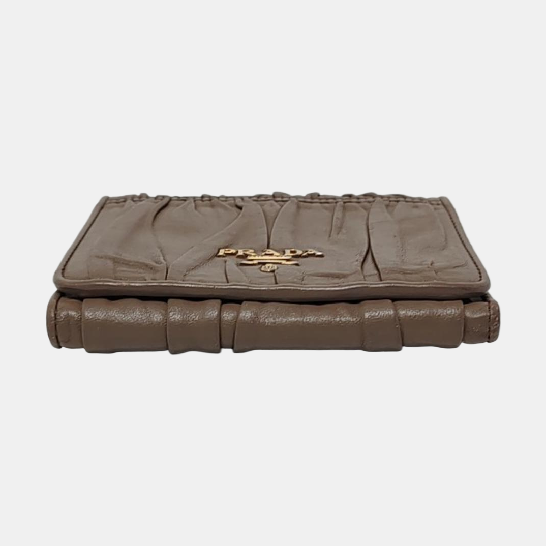 PRADA Diagramme Taupe Cowhide Wallet Golden hardware-(SKU)-953038830