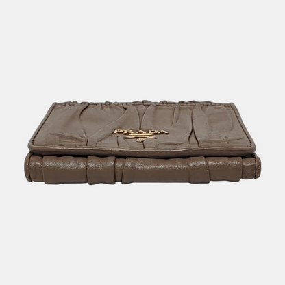 PRADA Diagramme Taupe Cowhide Wallet Golden hardware-(SKU)-953038830