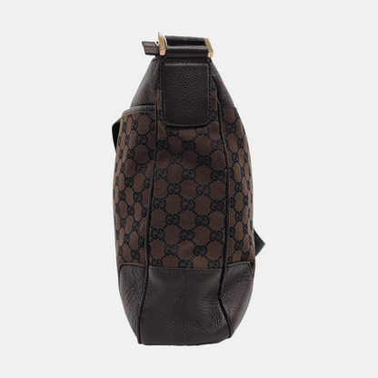 GUCCI Brown Canvas Monogrammed Crossbody Shoulder Bag Golden hardware-(SKU)-952860754