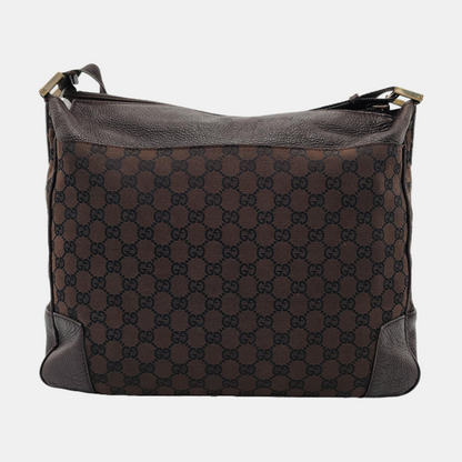 GUCCI Brown Canvas Monogrammed Crossbody Shoulder Bag Golden hardware-(SKU)-952860754