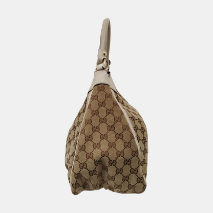 GUCCI D-Ring Large size Brown Canvas Monogram Handbag Single Shoulder Bag Golden hardware-(SKU)-953121476