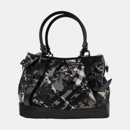 BURBERRY Northfield Gray Nylon Printed Single Shoulder Bag with Handbag and Crossbody Silver Hardware-(SKU)-953119737