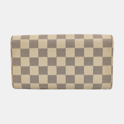LOUIS VUITTON PORTE MONNAIE White Coated Canvas Checkered Wallet Golden hardware-(SKU)-952912315