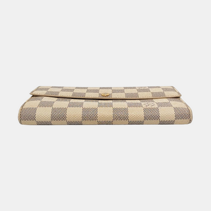 LOUIS VUITTON PORTE MONNAIE White Coated Canvas Checkered Wallet Golden hardware-(SKU)-952912315