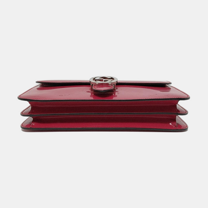 GUCCI Interlocking G Large size Fuchsia Leather Shoulder Tote Crossbody Bag Silver Hardware-(SKU)-953004708