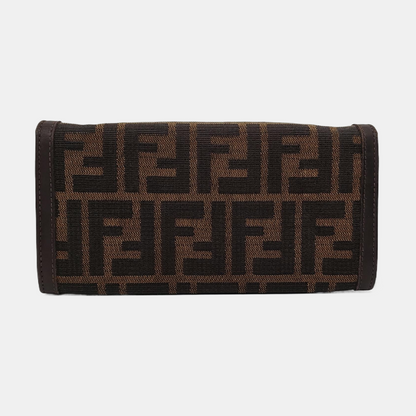 FENDI 棕色帆布双F钱包-(SKU)-952489575