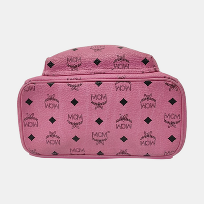 MCM STARK  Small size Pink Coated Canvas Studs Double Shoulder Bag Golden hardware-(SKU)-940254240