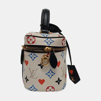LOUIS VUITTON NICE Small White Coated Canvas Print Crossbody Bag Shoulder Bag Handbag Removable Strap Golden Hardware-(SKU)-953026193