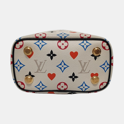 LOUIS VUITTON NICE Small White Coated Canvas Print Crossbody Bag Shoulder Bag Handbag Removable Strap Golden Hardware-(SKU)-953026193