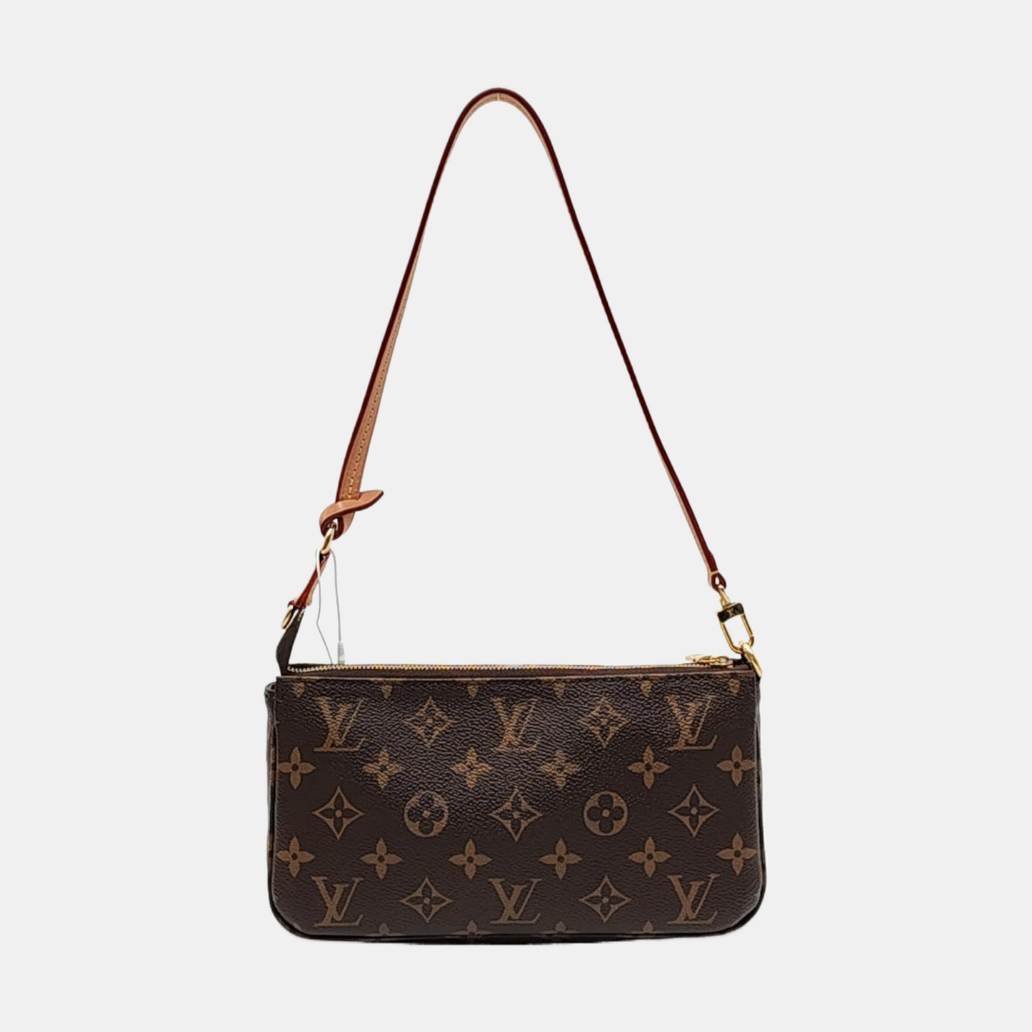 LOUIS VUITTON ACCESSOIRES Large Size Brown Coated Canvas Monogram Mahjong Shoulder Bag Handbag Detachable Strap Golden Hardware 2 Detachable Straps Complete Accessories-(SKU)-953193566