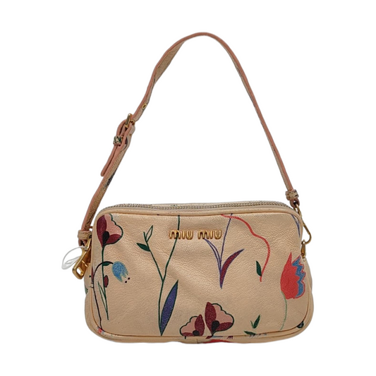 Miu Miu Beige Cowhide Printed Handbag Golden hardware-(SKU)-953382271