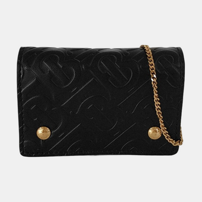 BURBERRY Black牛皮浮雕TBShoulder Bag Golden hardware Removable shoulder strap-(SKU)-953270143