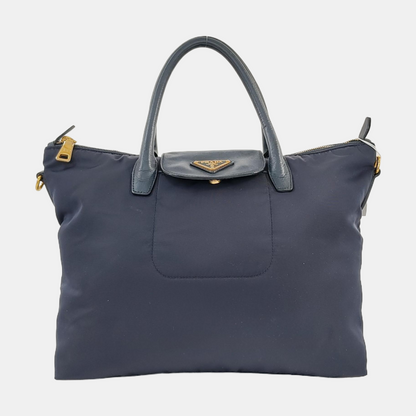 PRADA Tote bag Navy Nylon Logo Crossbody Bag Handbag Single Shoulder Bag Golden hardware-(SKU)-953507346