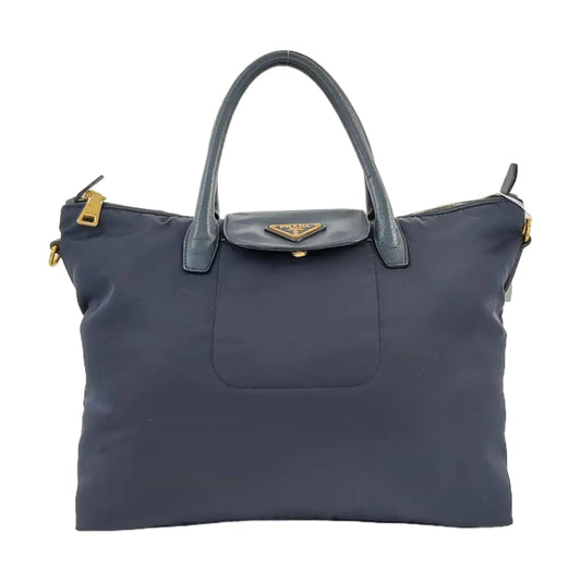 PRADA Tote bag Navy Nylon Logo Crossbody Bag Handbag Single Shoulder Bag Golden hardware-(SKU)-953507346